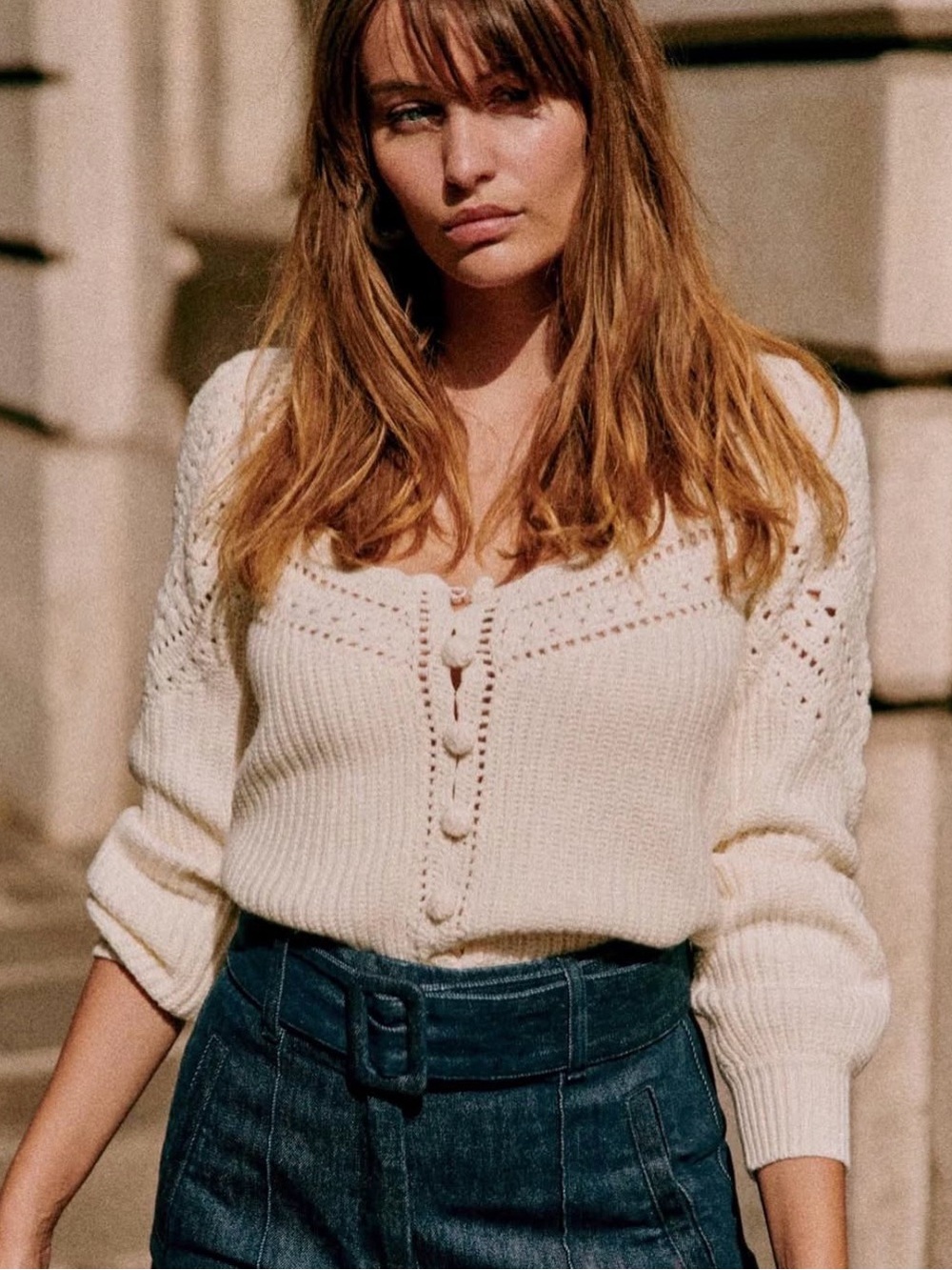 Sézane Moira Jumper Sweater in Ecru Size L
